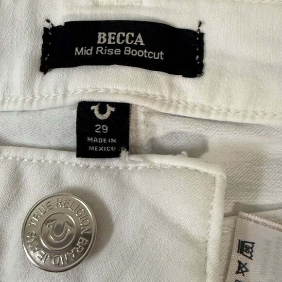 True Religion Becca Mid Rise Bootcut Jeans Womens 29 Flap Pocket Y2K Streetwear - Picture 15 of 16
